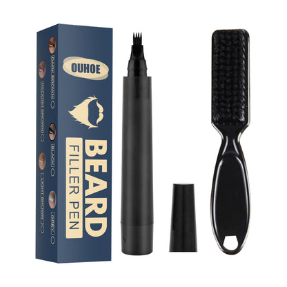 Relleno de Lápiz para Barba, Kit de Lápiz de Relleno para Barba, Lápiz de Peluquero con Cepillo, Cepillo para Barba, Peinado Facial de Salón, Reparación de Bigote Masculino