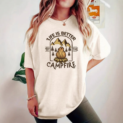 T-shirt camping printed short sleeved shirt