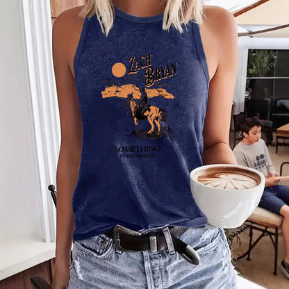 Western denim printed vest