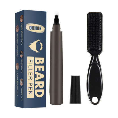 Relleno de Lápiz para Barba, Kit de Lápiz de Relleno para Barba, Lápiz de Peluquero con Cepillo, Cepillo para Barba, Peinado Facial de Salón, Reparación de Bigote Masculino