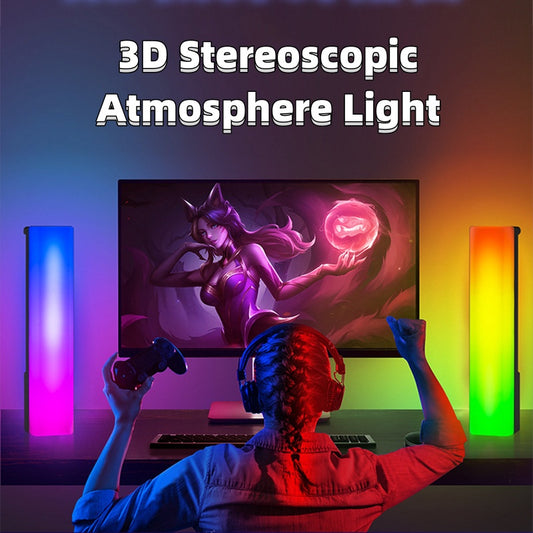 Lampe d'ambiance 3D RGB avec reconnaissance de lumière pour table, lampe de couleur, rythme musical activé par la voix, décoration d'intérieur pour jeux sur PC, cadeaux de Noël.