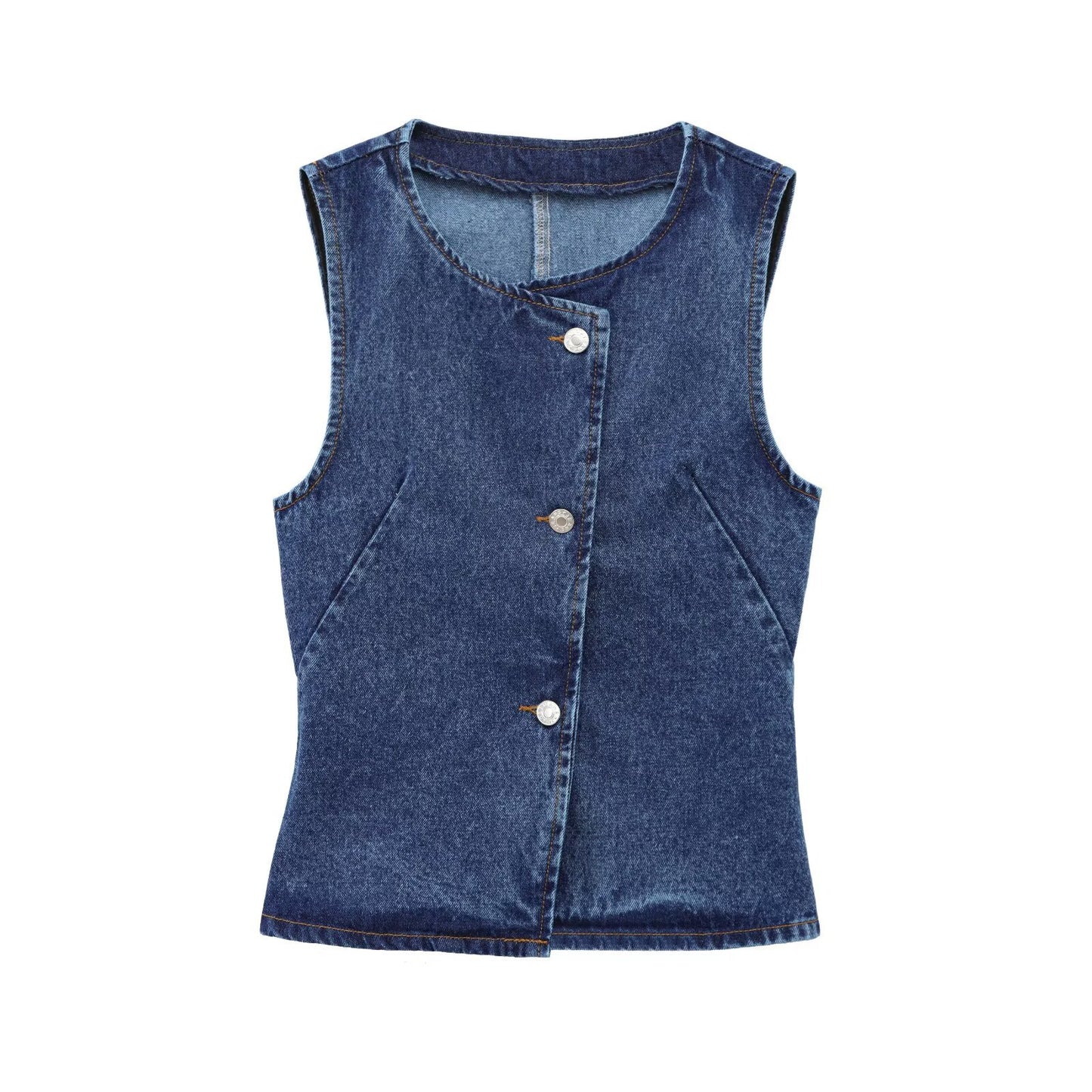 Women's Denim Vest with Belt and Denim Pants Set