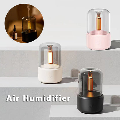 Humidificador Luz Ambiente Difusor de Aroma Luz de Vela Portátil