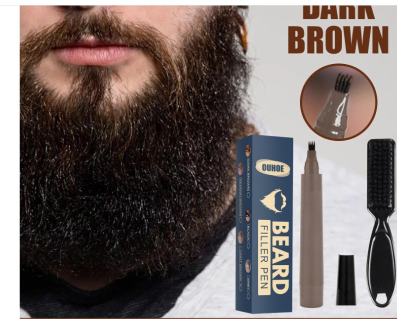 Relleno de Lápiz para Barba, Kit de Lápiz de Relleno para Barba, Lápiz de Peluquero con Cepillo, Cepillo para Barba, Peinado Facial de Salón, Reparación de Bigote Masculino