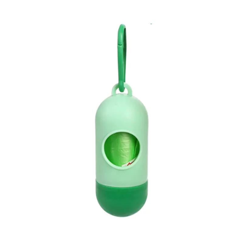 AdTec green plastic pet poop bag dispenser with hanging strap and roll of bags