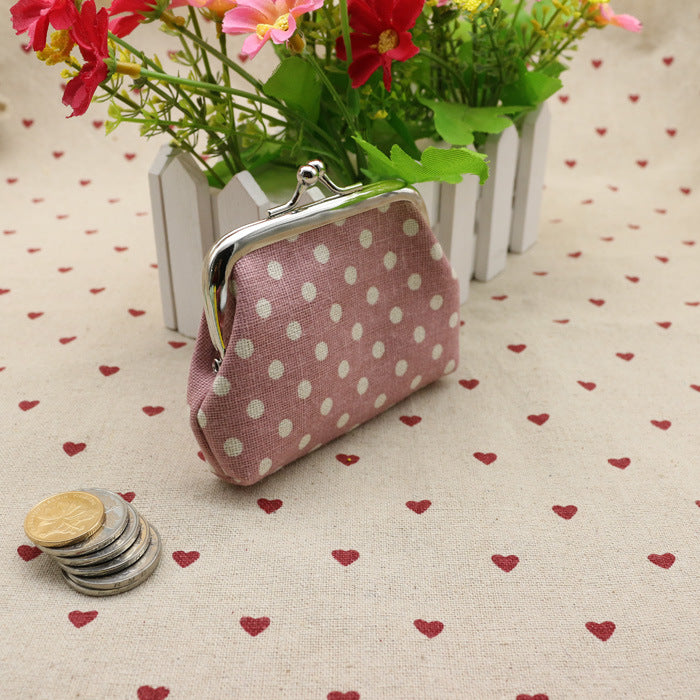 Sac à monnaie en tissu de lin à pois zéro pour enfants, portefeuille créatif, petit cadeau Taobao, vente en gros