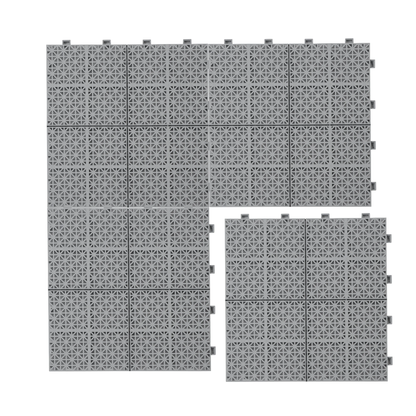 12 x 12 inch gray interlocking deck tiles, plastic waterproof, weighing up to 6613 pounds, with a rose pattern pack of 12 by eprolo