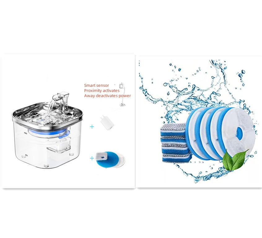 Distributeur d'eau intelligent à circulation automatique en acier inoxydable pour chiens et chats, fontaine pour animaux de compagnie