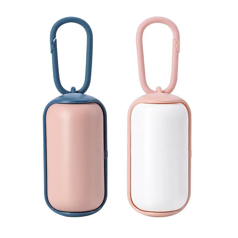 Portable poop bag dispenser for cats and dogs, AdTec blue and pink twin-pack with carabiner handles (2 items)