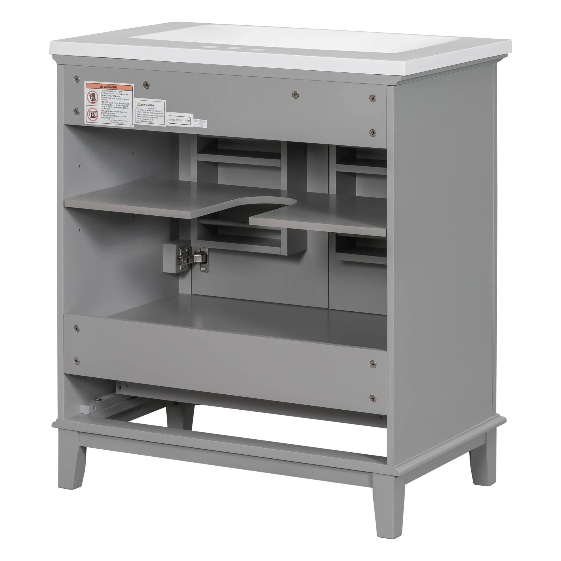 30inchgrey Bathroom Vanity with Sink ComboMulti-functional Bathroom Cabinet with Doors and Drawer Solid Frame and MDF Board by eprolo