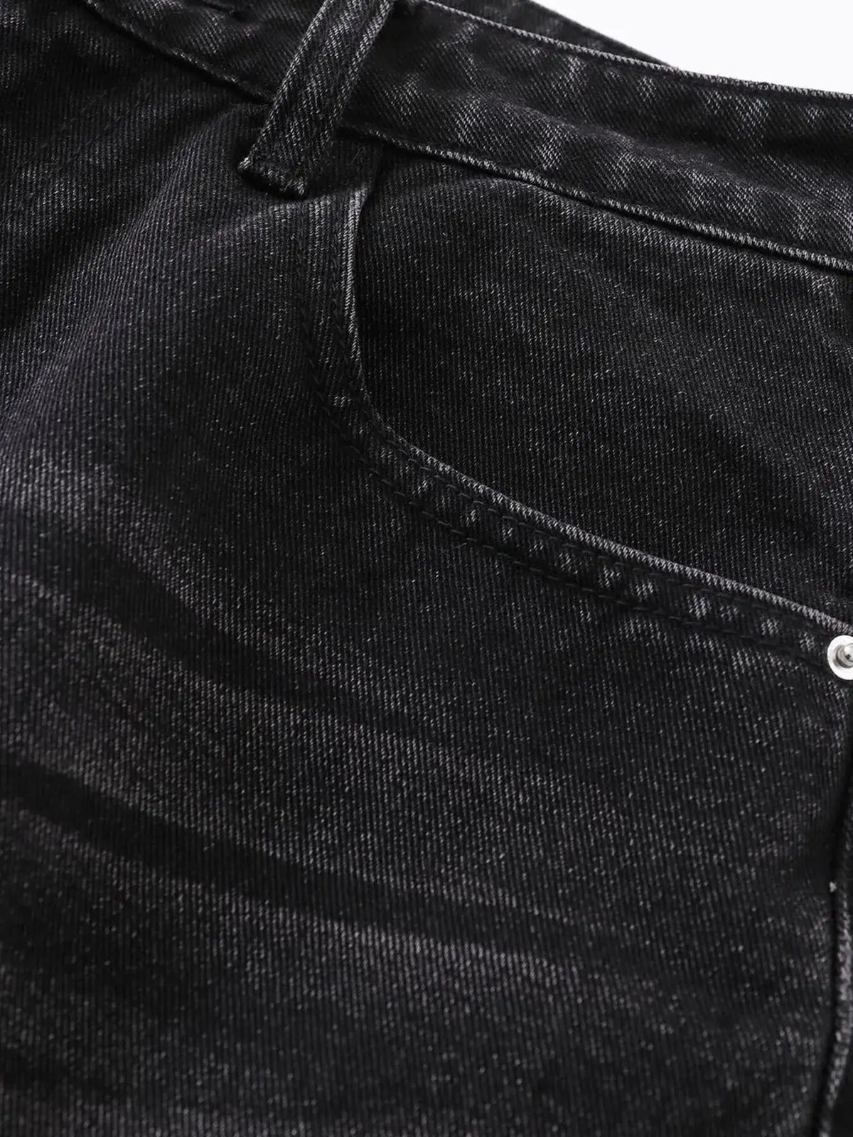 Mens distressed denim shorts in dark indigo with front pocket detail, Trendsi