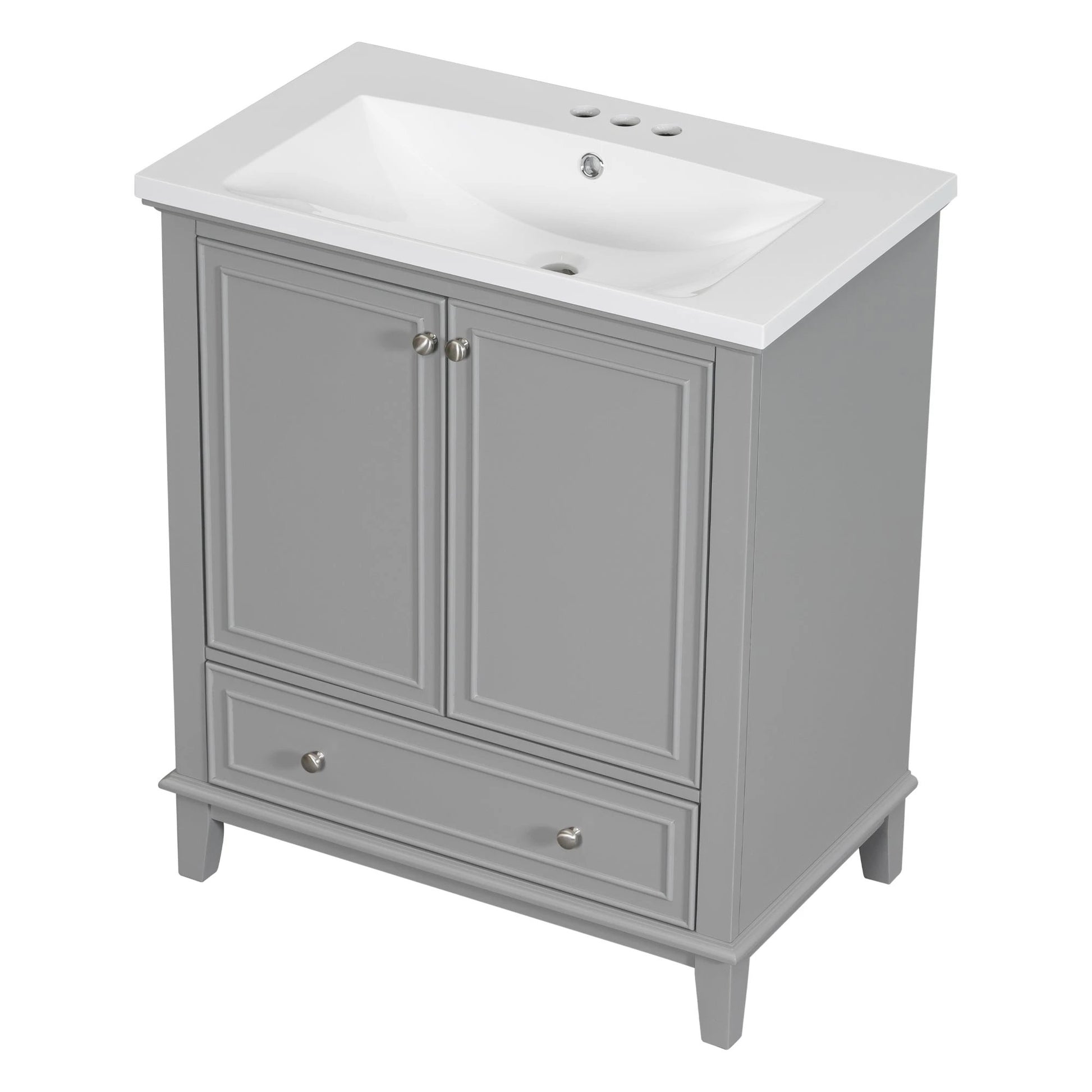 30inchgrey Bathroom Vanity with Sink ComboMulti-functional Bathroom Cabinet with Doors and Drawer Solid Frame and MDF Board by eprolo