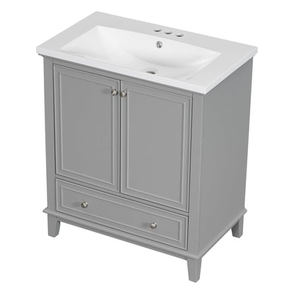 30inchgrey Bathroom Vanity with Sink ComboMulti-functional Bathroom Cabinet with Doors and Drawer Solid Frame and MDF Board by eprolo