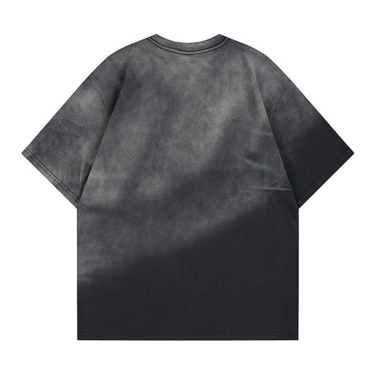 Letter hot stamping and spray dyeing short sleeved T-shirt