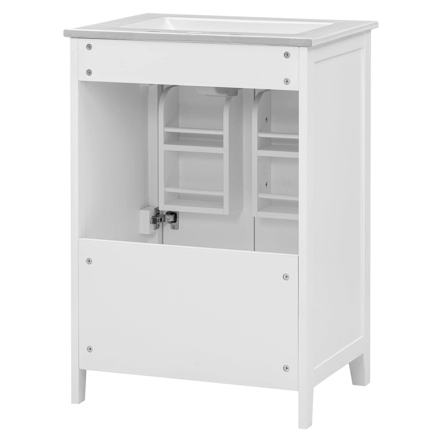24" Bathroom Vanity with Sink, Bathroom Vanity Cabinet with One Drawer and Doors, Solid Wood and MDF, White by eprolo
