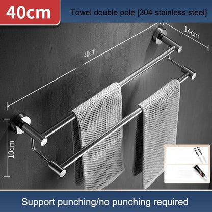 304 stainless steel towel rack, non perforated, bathroom towel double pole hanging rack, household towel rack by eprolo