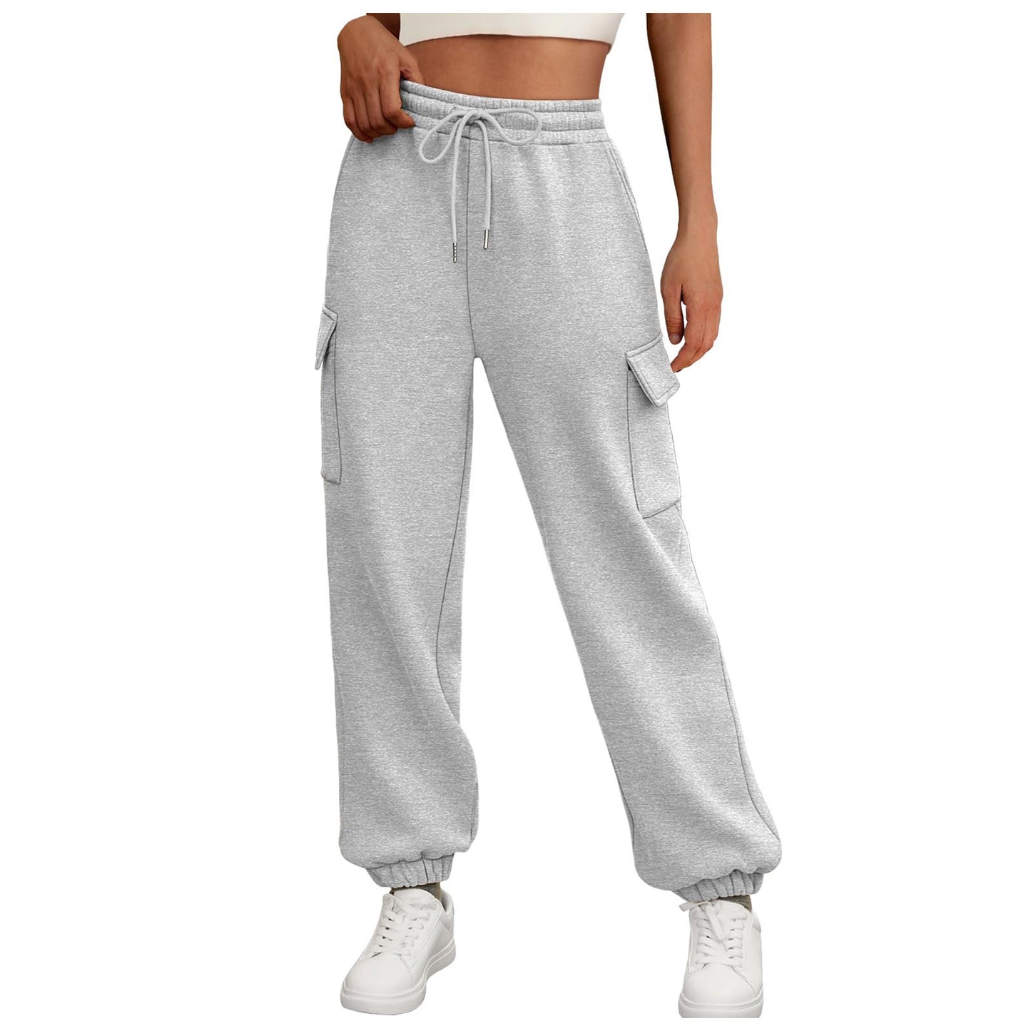 Pantalones deportivos para mujer, forro polar, holgados, atléticos, jogger con bolsillos, pantalones cargo casuales de moda para otoño, conjuntos de otoño