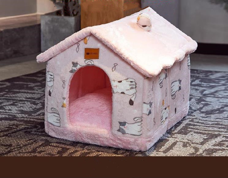 Casa de perro plegable Cama para mascotas Gato de invierno Villa para perros Cama para dormir extraíble Nido Cálido Cueva cerrada Sofá Suministros para mascotas