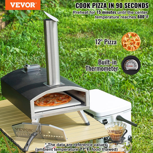 Four à pizza extérieur portable à granulés de bois en fer pulvérisé pour camping