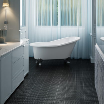 12 x 12 inch black interlocking deck tiles, plastic waterproof, weighing up to 6613 pounds, with a rose pattern pack of 12 by eprolo