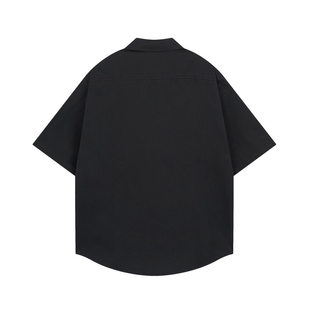 Chemise à manches courtes imprimée boule de feu lettre gothique