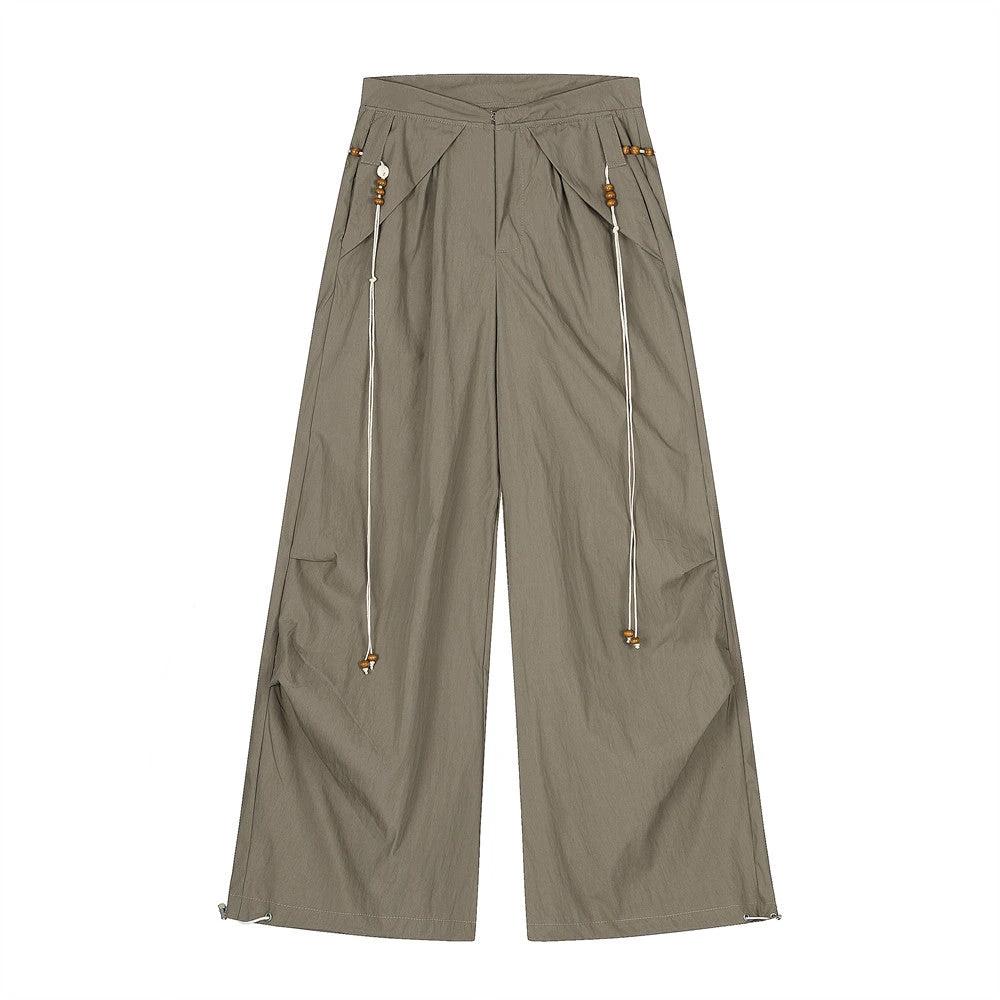 Beaded Woven Waistband Workwear Casual Pants by eprolo