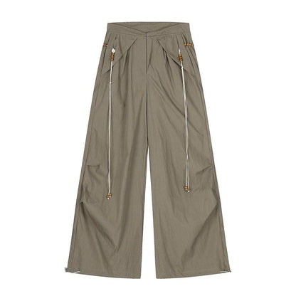 Beaded Woven Waistband Workwear Casual Pants by eprolo