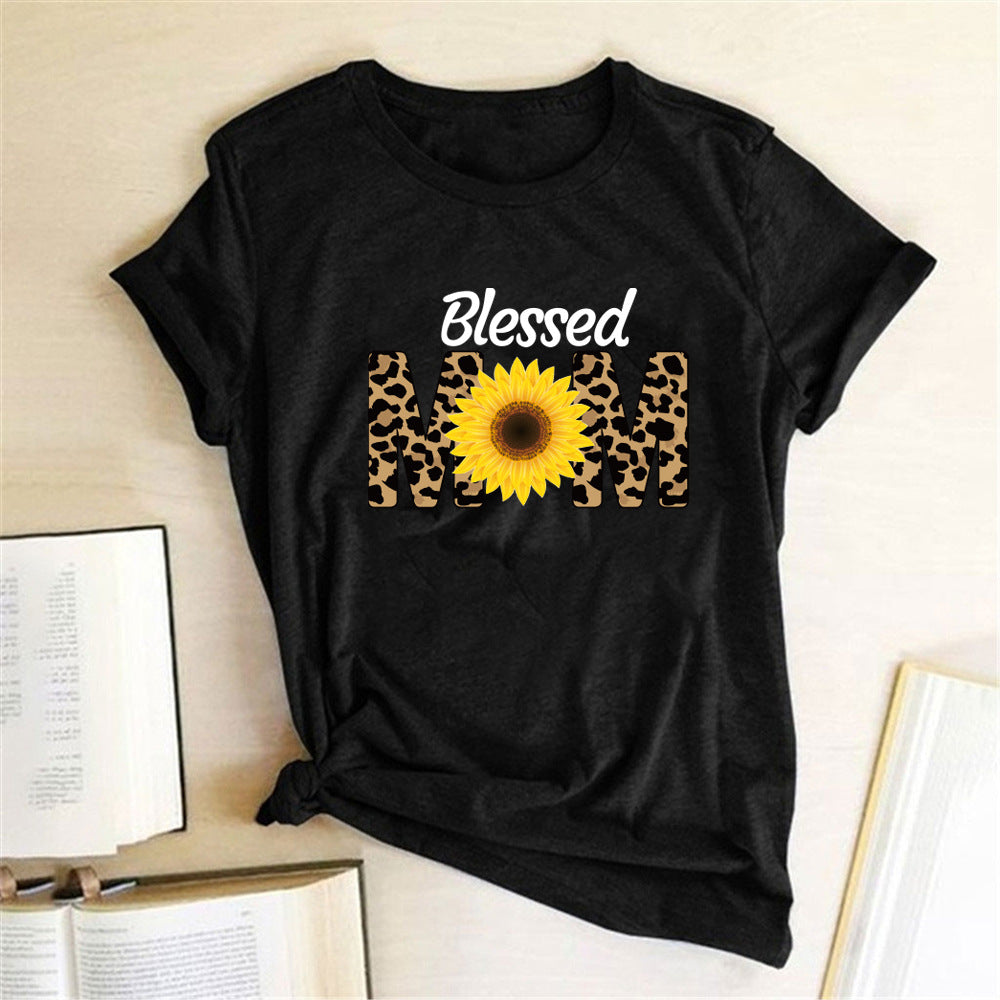 Camiseta Estampado Girasol Mujer Verano Moda Casual Señora