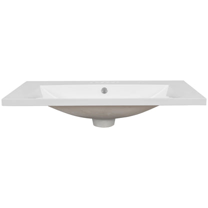 30" Single Bathroom Vanity Top with White Basin, 3-Faucet Holes, Ceramic, White by eprolo