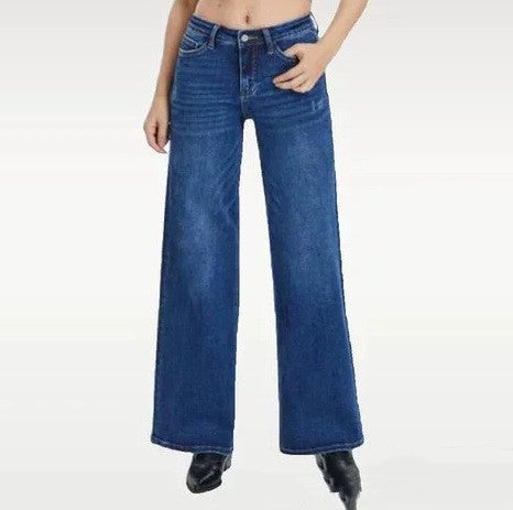 Vaqueros de mezclilla para mujer, de corte recto y holgado