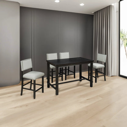 TREXM 5-Piece Counter Height Dining Set, Classic Elegant Table and 4 Chairs in Espresso and Beige by eprolo