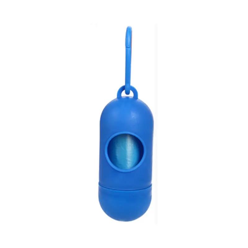 AdTec blue dog poop bag dispenser with strap and bag roll visible