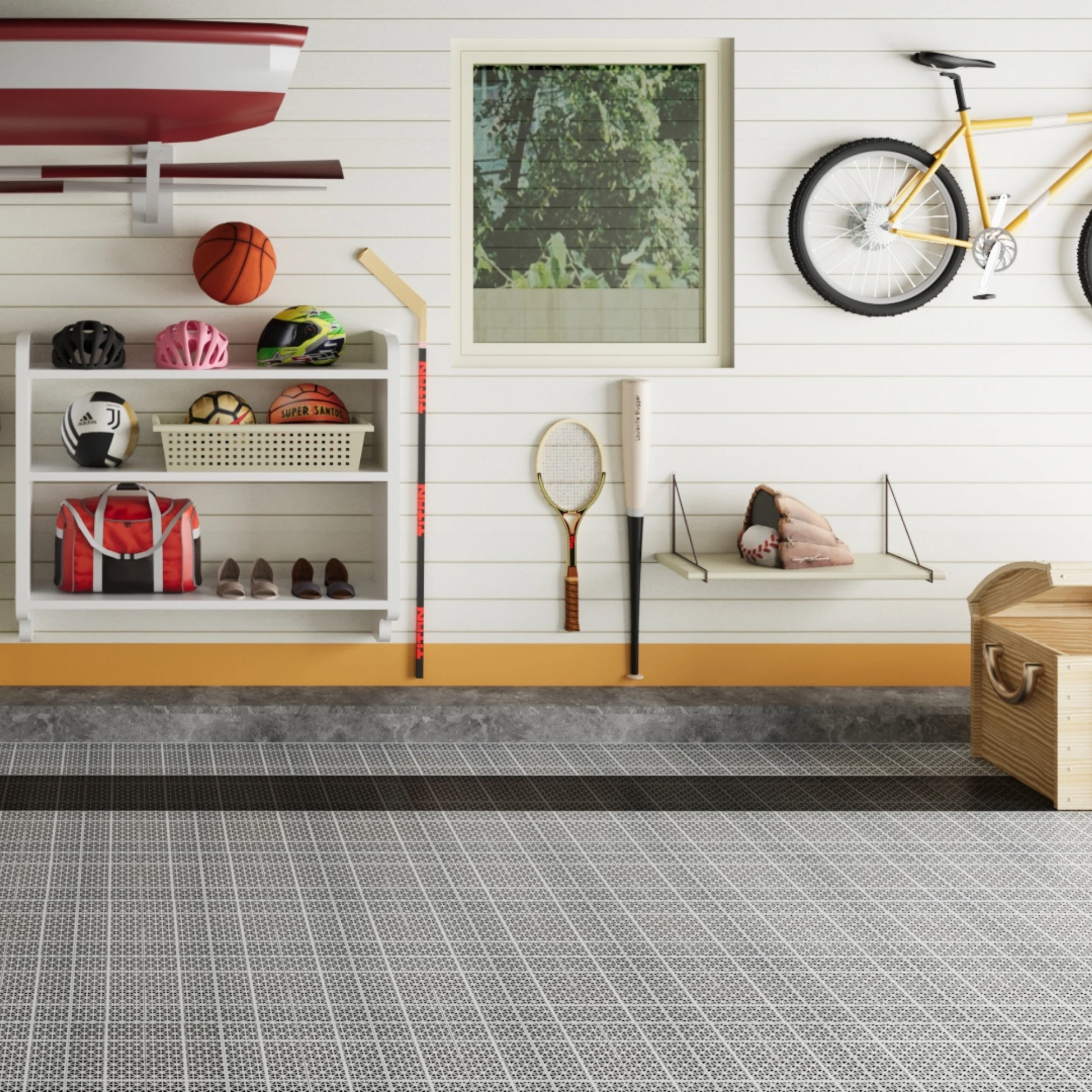 12 x 12 inch gray interlocking deck tiles, plastic waterproof, weighing up to 6613 pounds, with a rose pattern pack of 12 by eprolo