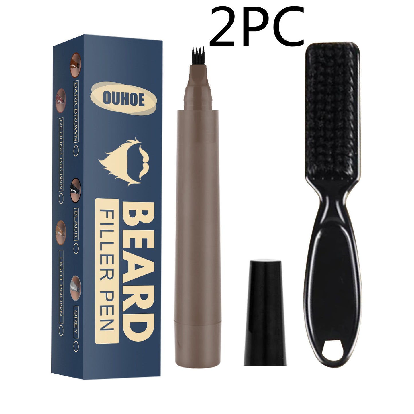 Relleno de Lápiz para Barba, Kit de Lápiz de Relleno para Barba, Lápiz de Peluquero con Cepillo, Cepillo para Barba, Peinado Facial de Salón, Reparación de Bigote Masculino