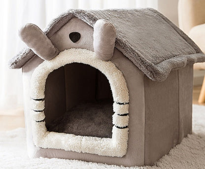 Casa de perro plegable Cama para mascotas Gato de invierno Villa para perros Cama para dormir extraíble Nido Cálido Cueva cerrada Sofá Suministros para mascotas