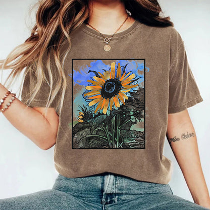 Camiseta estampada lavada y usada