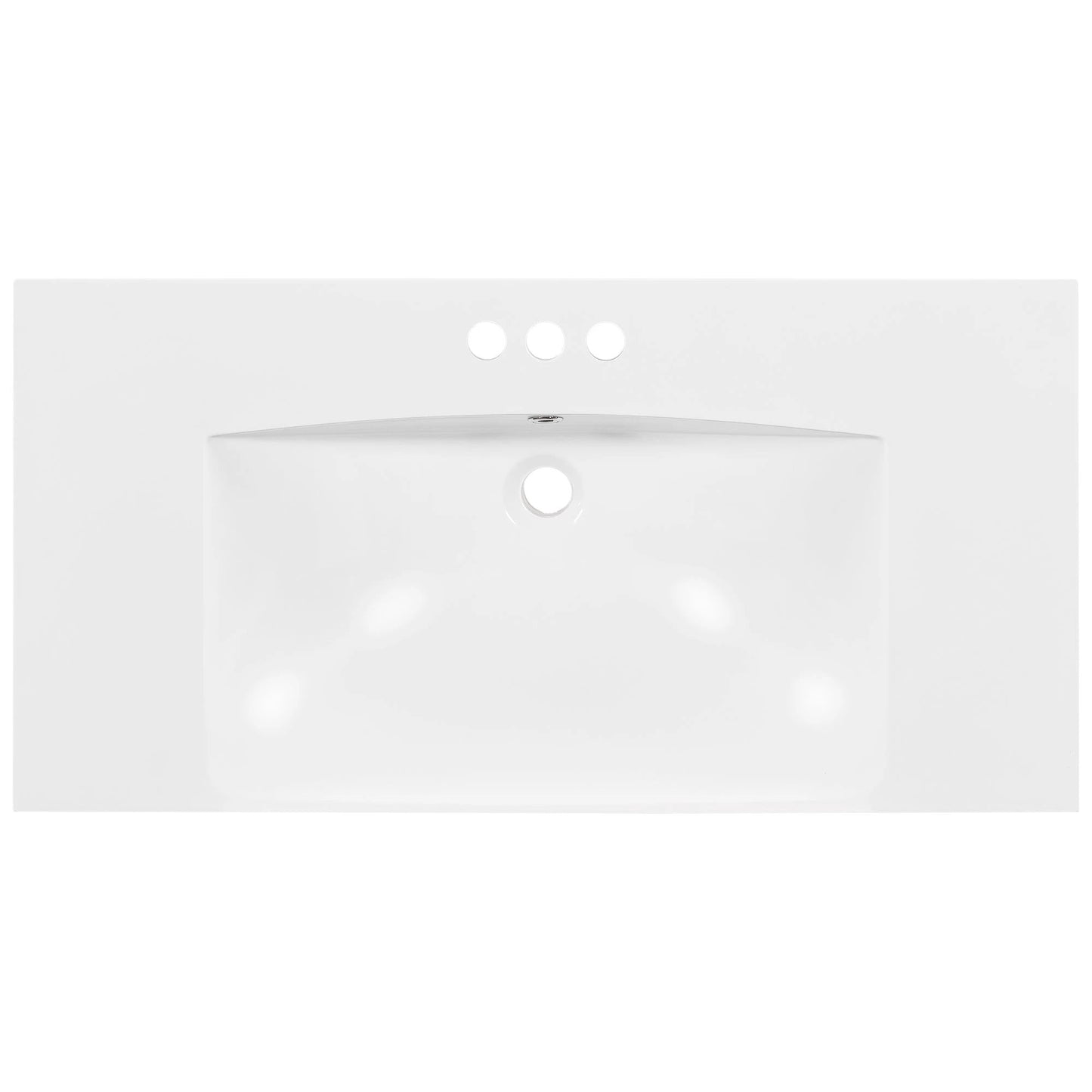 36" Single Bathroom Basin Sink, Vanity Top Only, 3-Faucet Holes, Resin by eprolo