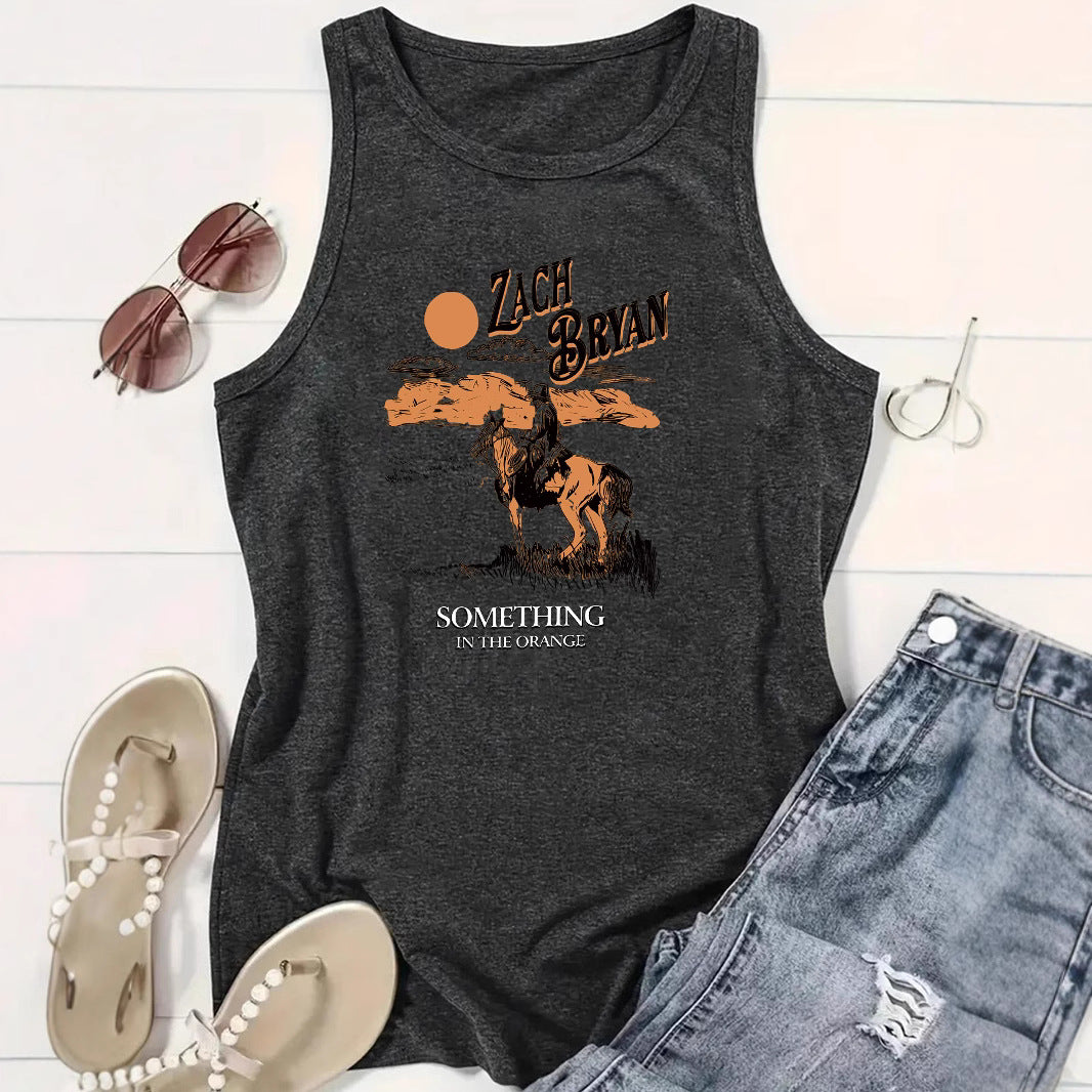 Western denim printed vest