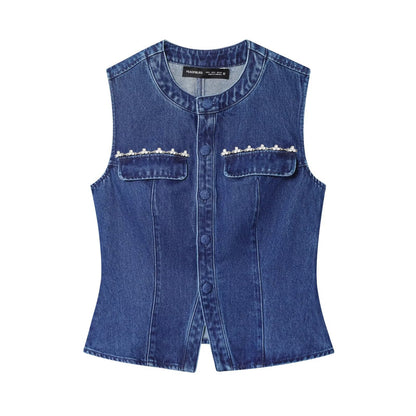 Nail drill denim vest