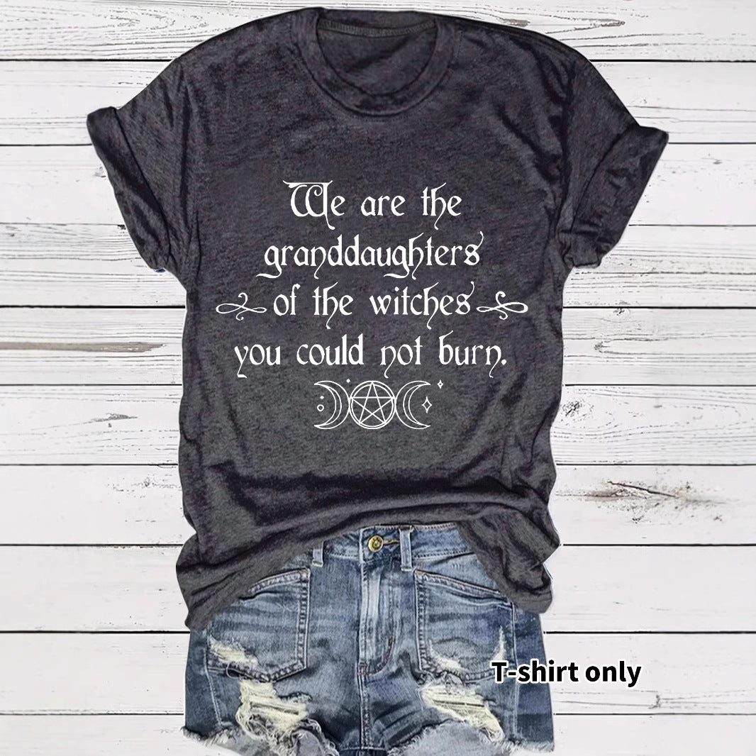 Moon letter printed T-shirt short sleeved loose T-shirt
