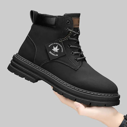 Winter Trendy Workwear Boots, black ankle boot with rugged lug sole