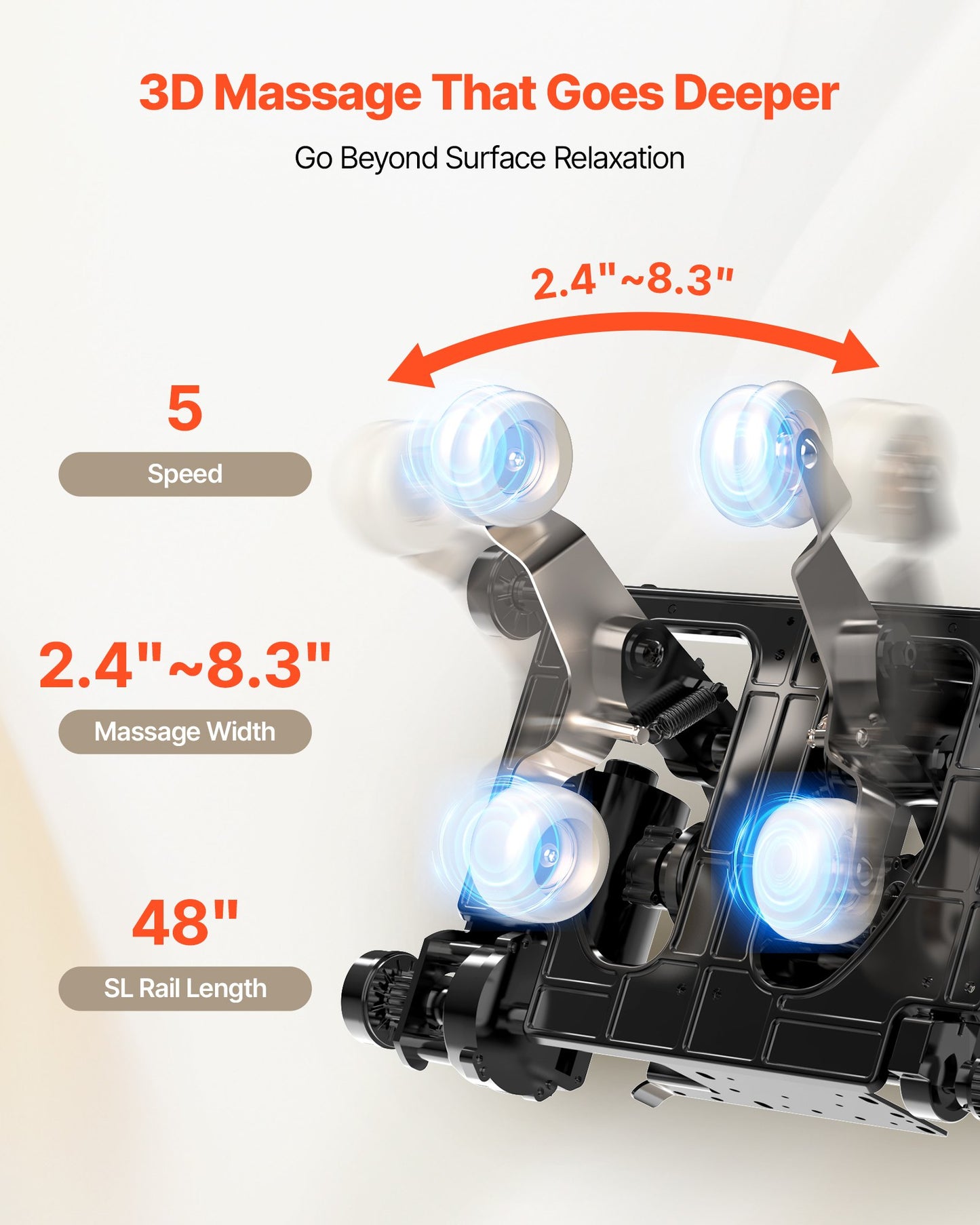 Fauteuil de massage corporel complet, inclinable 3D zéro gravité avec rail SL