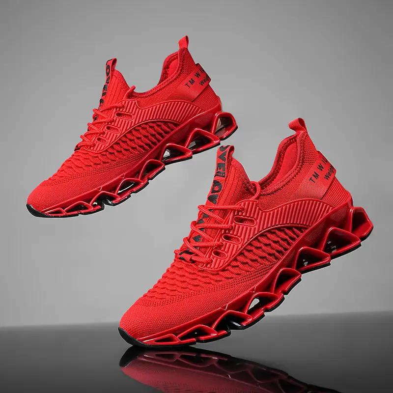 Shoes AdTec Blade Premium Mesh Running Shoes with Subtle Lightning Trim in red, pair