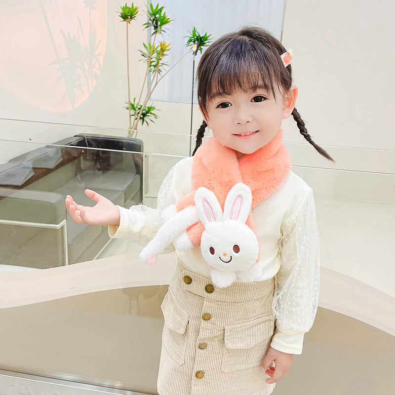 Écharpe croisée lapin en peluche chaude pour enfants