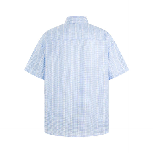 Flower graffiti checkered short sleeved shirt
