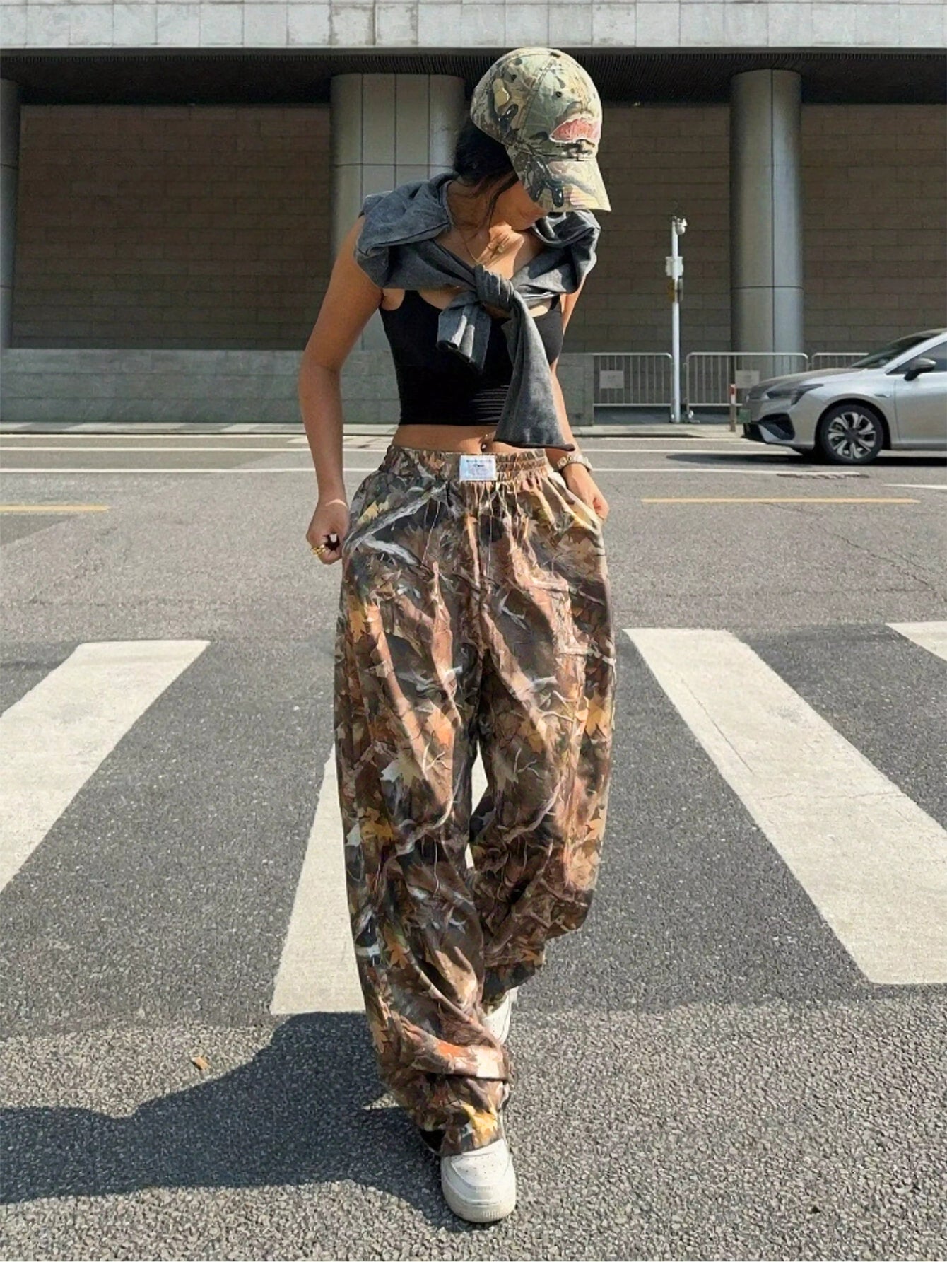 Pantalones casuales adelgazantes de hip hop, retro, de calle, con múltiples bolsillos, camuflaje, cargo, para mujer, Y2k, hip-hop, cargo, grunge, holgados