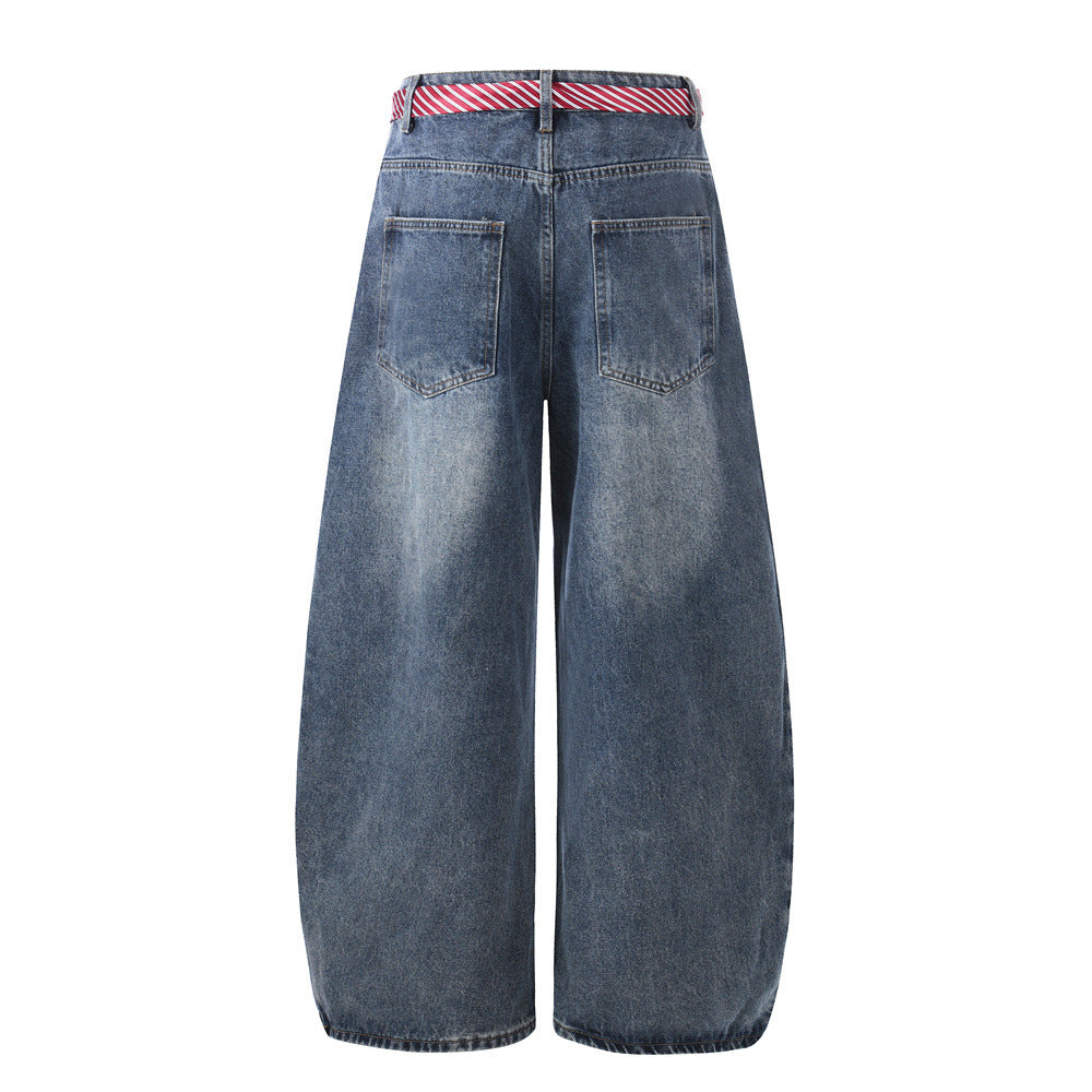 Pantalones curvos de pierna ancha con cuchilla