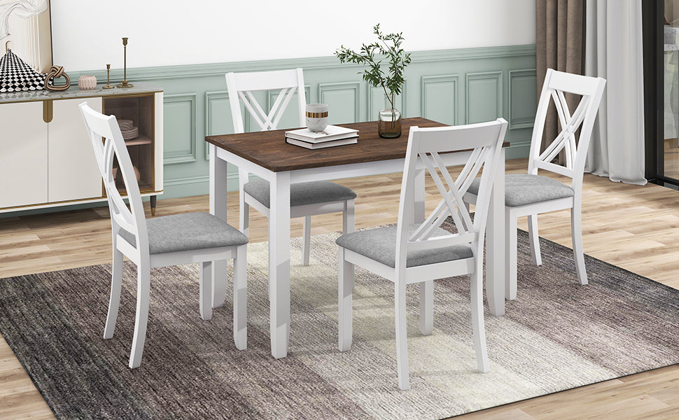 Juego de comedor rústico minimalista de madera de 5 piezas