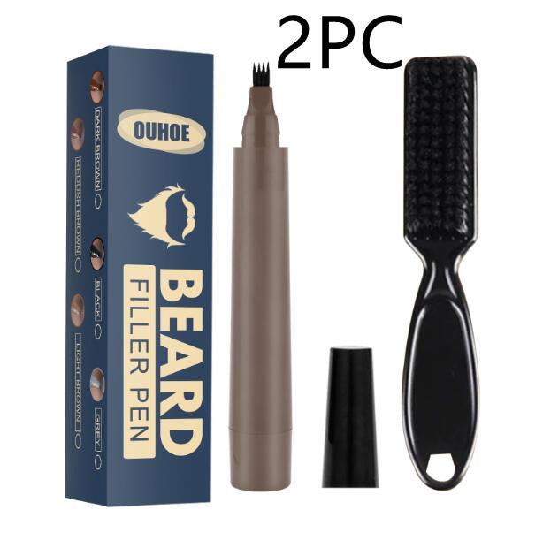 Relleno de Lápiz para Barba, Kit de Lápiz de Relleno para Barba, Lápiz de Peluquero con Cepillo, Cepillo para Barba, Peinado Facial de Salón, Reparación de Bigote Masculino