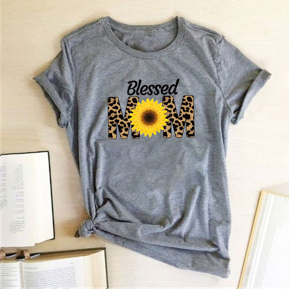 Camiseta Estampado Girasol Mujer Verano Moda Casual Señora
